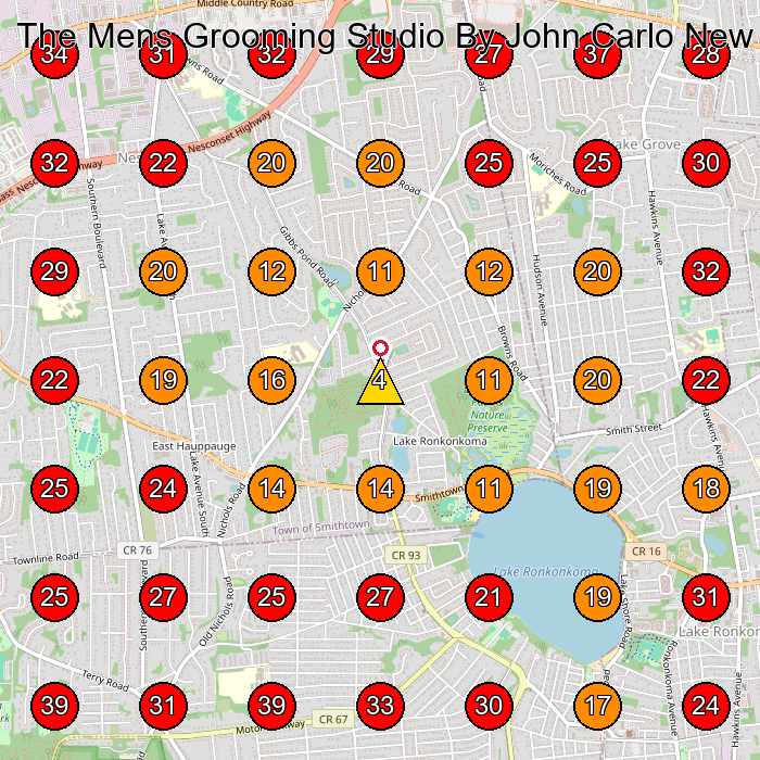 The Mens Grooming Studio By John Carlo New York GeoGrid visibility map for Barber Shop in Centereach